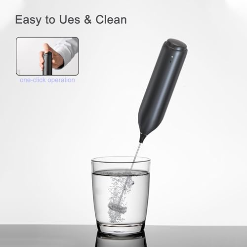 ELMWAY Rechargeable Handheld Milk Frother with Stand & Wall Mount