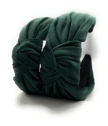 YETASI 2.5" Green Velvet Knotted Headband for Women - Adjustable Hair Accessory