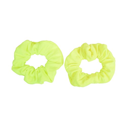 Motique Accessories Set of 8 Neon Scrunchies - Pink Yellow Green Orange, Solid Jersey Cotton