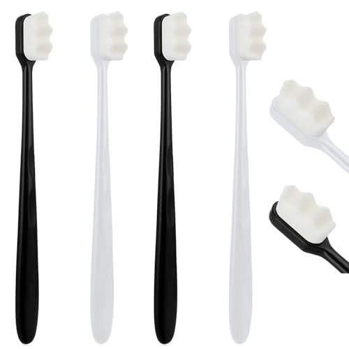 Ouligay Ultra Soft Toothbrush Set - 4 Extra Soft Bristle Toothbrushes for Sensitive Teeth