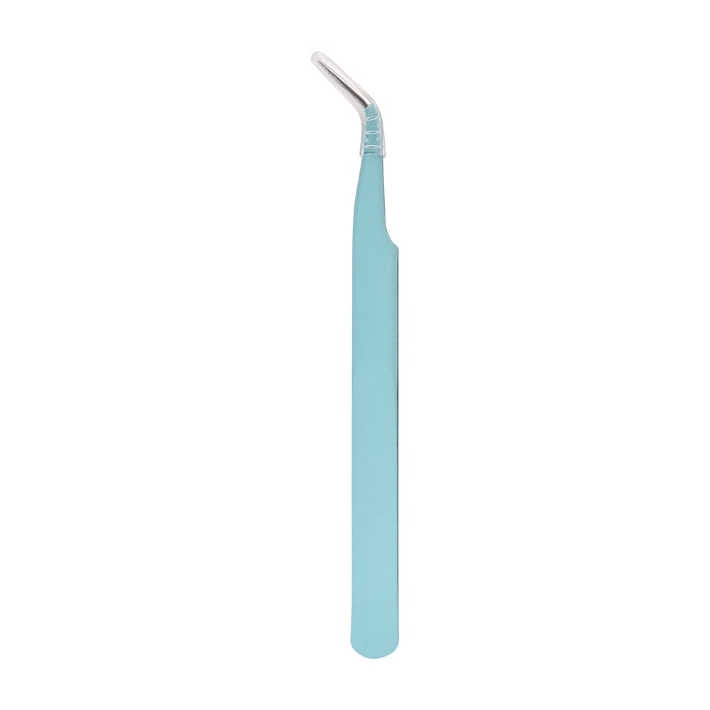 siyuwuro 2Pcs High Precision Stainless Steel Tweezers Set Straight and Curved Tip Eyelash Tweezers Kit Nippers for Eyelash Extensions, Nail Art, DIY Crafts, Jewelry-Making, Model (Lake Blue)