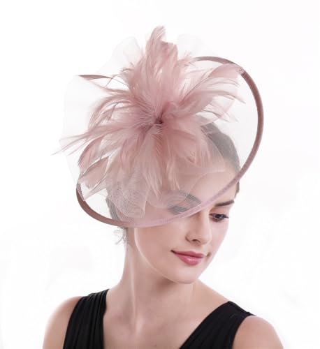 SAFERIN A-skin Pink Women's Fascinator Hat with Veil & Clip