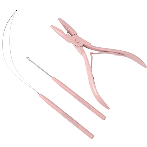 NEWISHTOOL Pink Micro Links Hair Extensions Kit with Pliers