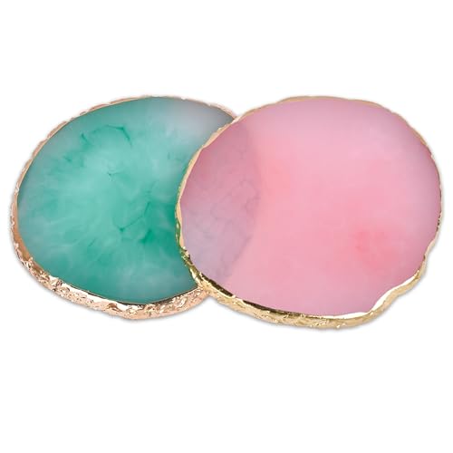 Ningrou Resin Nail Art Palettes - 2 Pcs Pink & Green Mixing Trays