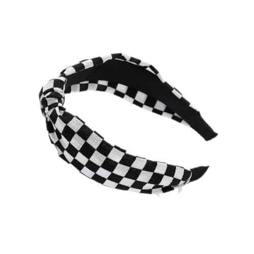 Women Checkered Knotted Headbands Set - Non-Slip Fashion Hair Bands, 3 Pack