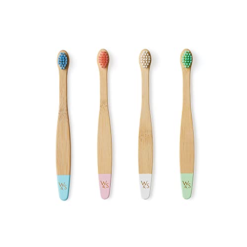 Wild & Stone Organic Baby Bamboo Toothbrushes - 4 Pack, Soft Bristles, Compostable Handle