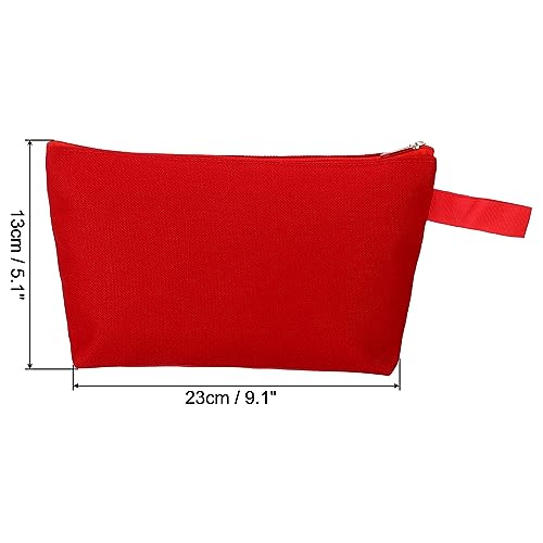 PATIKIL Red Canvas Makeup Bags 9.1 x 5.1 Inch 5-Pack Travel Cosmetic Organizer