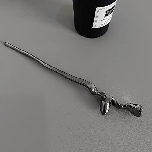 2Pcs Chinese Hair Sticks for Women - Silver & Black Metal Hairpins