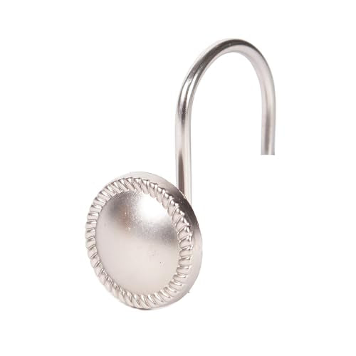 Kenney Decorative Shower Curtain Hooks - Set of 12 Brushed Nickel