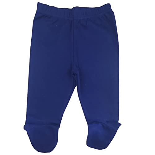 123 Bear 100% Cotton Baby Pants Leggings Footies 4-Pack Newborn Blue-Navy