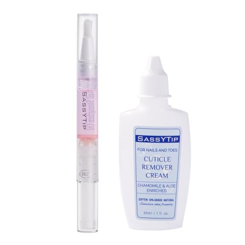 SASSYTIP Cuticle Remover Gel & Strengthening Nail Oil Pen Bundle