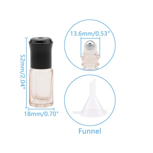 Newzoll 8Pcs 3ml Light Pink Glass Roll-On Essential Oil Bottles