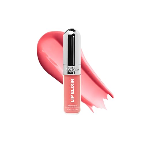 Sacheu Lip Elixir Hydrating Lip Gloss - Non-Sticky High Shine, Bunny Tongue (Pink)