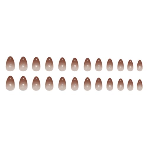 Sevgob Solid Almond-36 Short Ombre Brown Press-On Nails 24pcs Fall Gradient Fake Nails