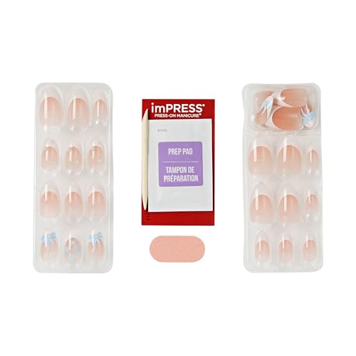 imPRESS Kiss Aura Press On Nails - Medium Almond, 30 Count