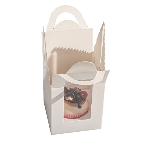 25 Pack White Cupcake Boxes with Window & Handle - Perfect for Weddings