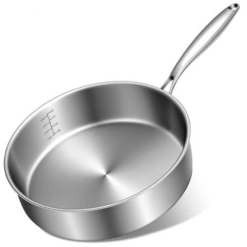 EWFEN 12-Inch Tri-Ply Stainless Steel Frying Pan - Induction Ready