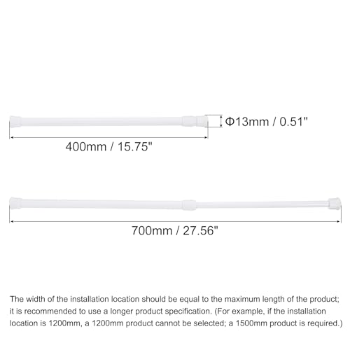 Adjustable Tension Curtain Rod 16-28 Inches - No Drilling, White