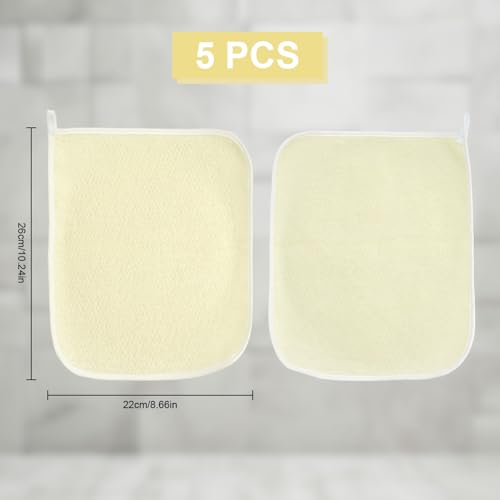 Kiopdse White 5-Pack Exfoliating Face & Body Washcloths - Double-Sided Cotton & Nylon
