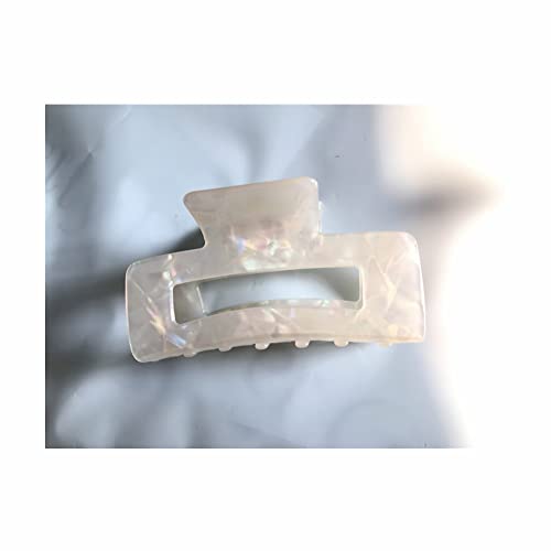 Large Checkered Hair Claw Clip for Women - 3.94 Inch White