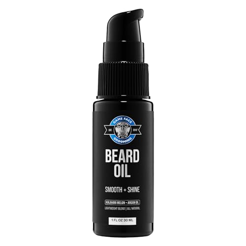 Game Face Natural Beard Oil - Hydrating Men's Beard & Mustache Oil with Eucalyptus & Sea Salt, Lightweight & Nourishing, 1 fl oz