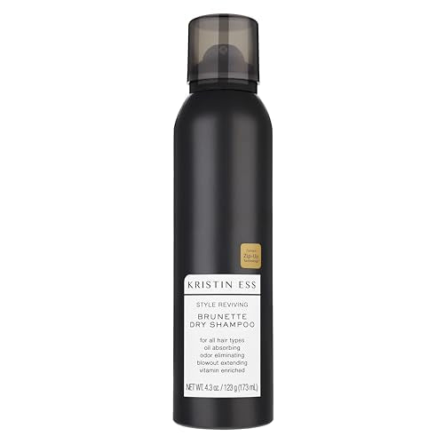 Kristin Ess Brunette Dry Shampoo for Dark Brown Hair with Vitamin C, 4 oz (Black Pack)