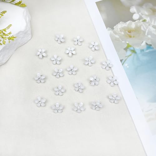 Mini Rhinestone Flower Hair Clips for Women - 20 Pack
