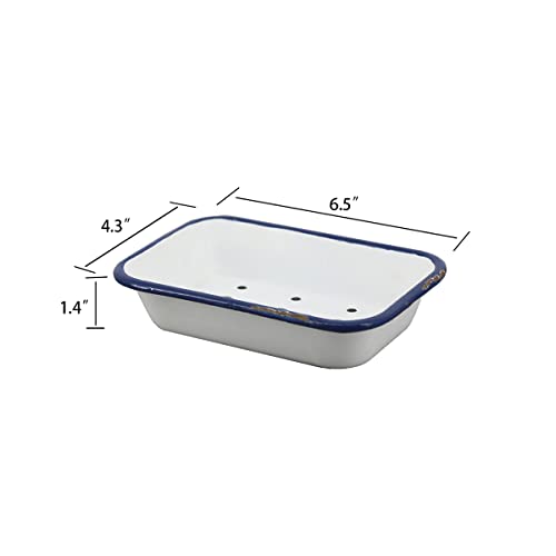 Joy Choice 6.5" Farmhouse Metal Soap Dish with Tray - White