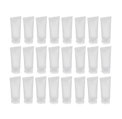 Travel Clear Plastic Squeeze Bottles 30ml with Flip Cap & Filling Tool - Leakproof TSA Compliant Toiletry Containers (24 Pack)