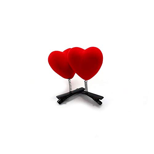 BinaryABC 10 Pcs Valentines Day Red Heart Hair Clips Hairpins for Girls & Kids