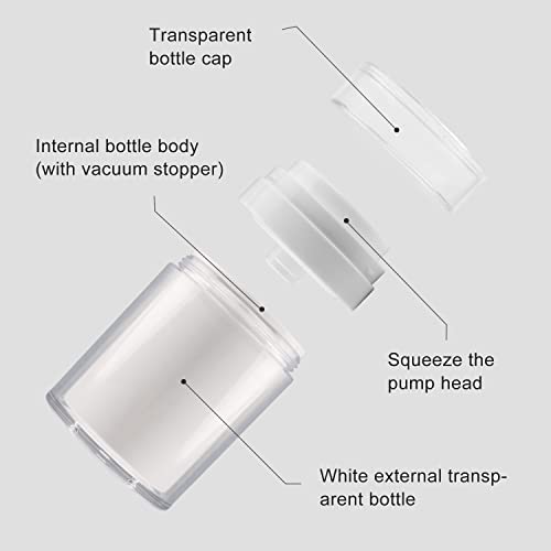 2 Pack 3.4 oz Airless Pump Jar - Vacuum Refillable Lotion Container