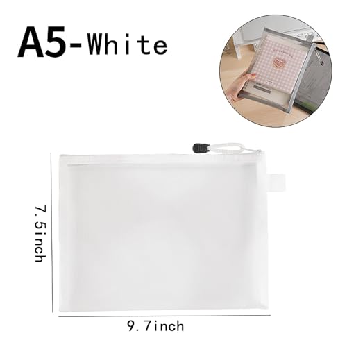 OZY A5 White Nylon Mesh Zipper Organizer Bags 10-Pack for Travel & Office