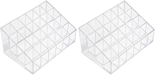 Transparent 24-Lattice Lipstick Organizer - 5.75x3.75x1.75 Inch (Pack of 2)