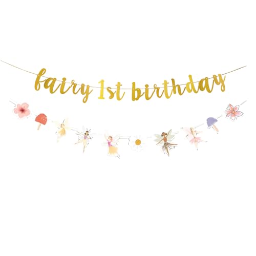 Fairy 1st Birthday Banner Set - Garden Theme Party Decoration