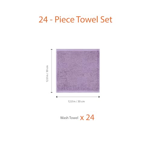 Amazon Basics Lavender Cotton Washcloths, 24-Pack, 12x12 Inches