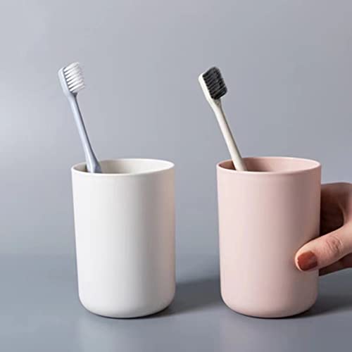 RabyLeo 2-Piece Stackable Toothbrush Cup Set - Light Grey & Pink