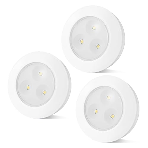 BIGMONAT LED Puck Lights - Battery Operated Touch Lights, 3-Pack