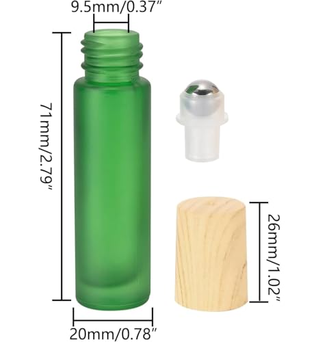 Ellbest 16-Pack Green Frosted 10ml Essential Oil Glass Roller Bottles