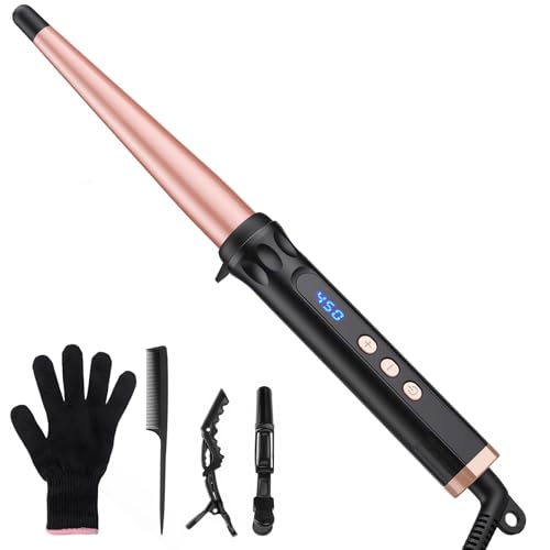 YEGUBEGU Tapered Curling Wand Iron 0.5-1 Inch for All Hair Types