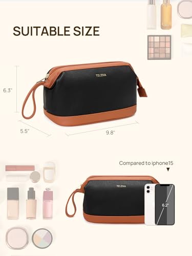 Telena Large Capacity Travel Makeup Bag - Water-Resistant PU Leather