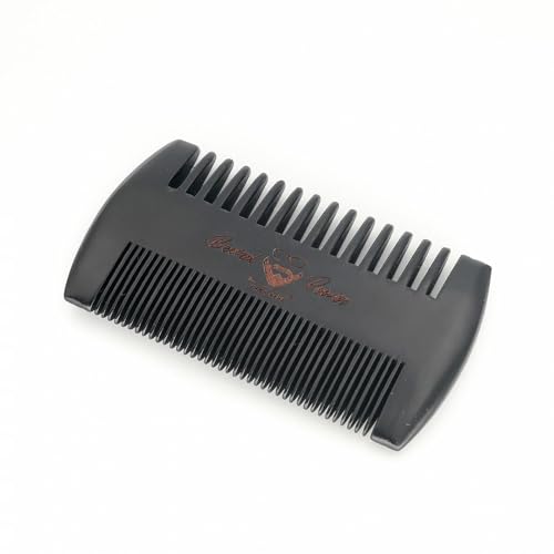 Travel Black Wooden Beard Comb for Men with Leather Case