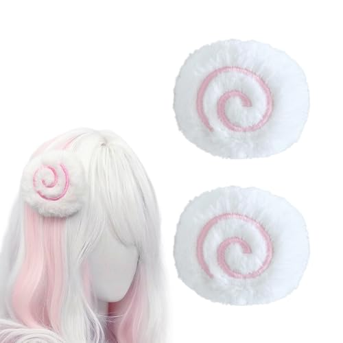 White Fish Cake Hair Clips - Cute Plush Accessories for Women