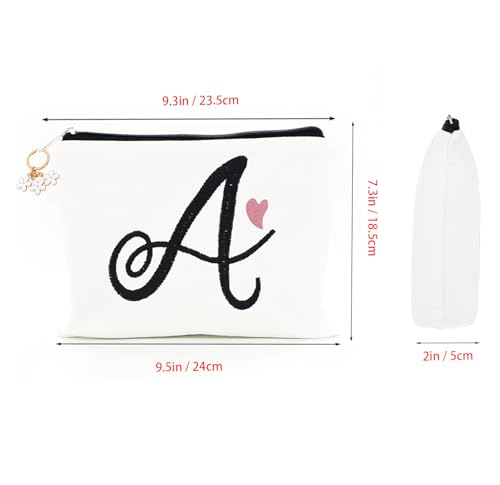 Personalized E Letter Embroidered Makeup Bag - Gift for Women, Bridesmaids, Mom