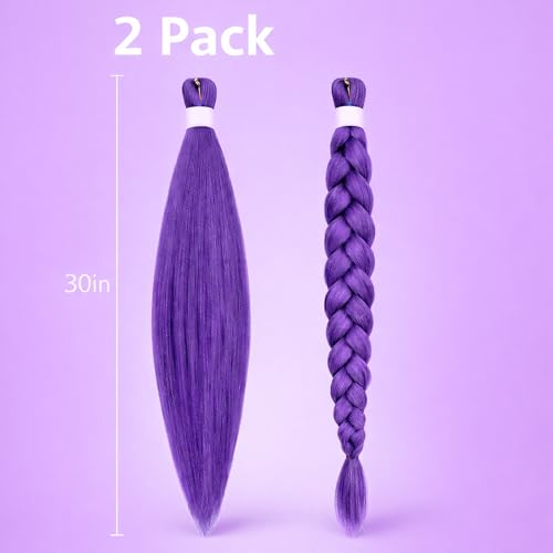 Purple Synthetic Hair Extensions 30 Inch 2 Pack - Long Braiding Hair for Box Braids & Styles
