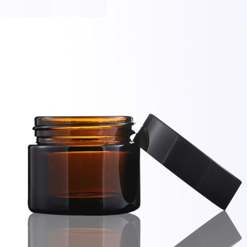 24 Pack 4oz Amber Glass Jars with Black Lids - Reusable Cosmetic & Travel Containers