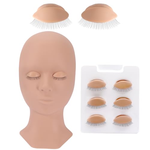 Silicone Eyelash Mannequin Head with 4 Removable Eyelids for Lash Training