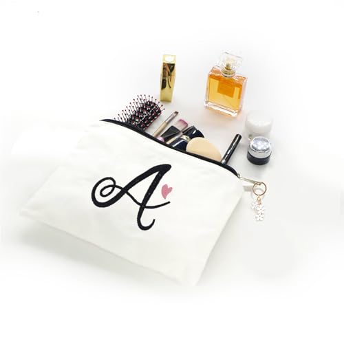 Personalized E Letter Embroidered Makeup Bag - Gift for Women, Bridesmaids, Mom