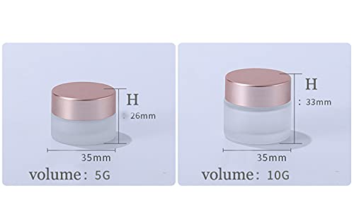 10 Pack 10g Clear Frosted Glass Cream Jars with Rose Gold Lids