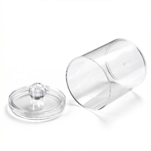 Acrylic Qtip Holder Dispenser Set - Clear Bathroom Storage Canisters