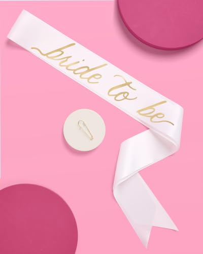 Bride To Be Sash & Hair Bow Set - Gold Foil Embroidered Accessories